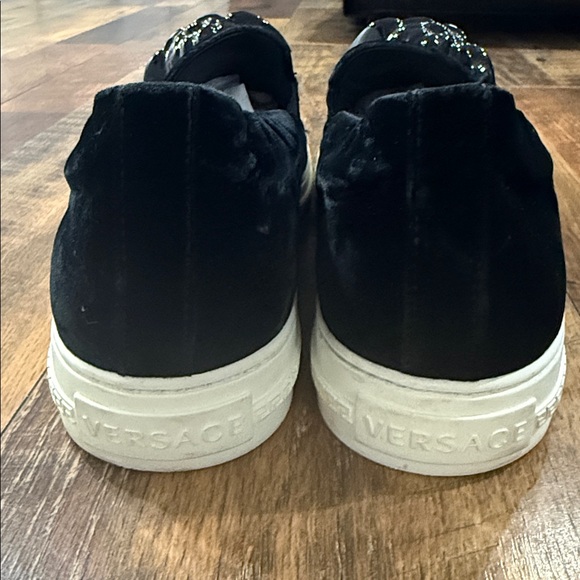 Versace Black Velvet Palazzo Medusa Slip-On Sneakers Size 45/US 12 main image 12